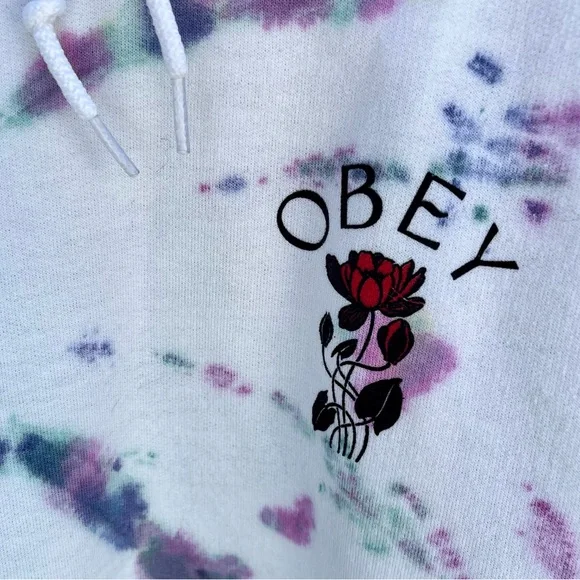 🎉HP🎉*Obey | Chaos & Dissent Tied Dye Hoodie in White Size M - Picture 5 of 10